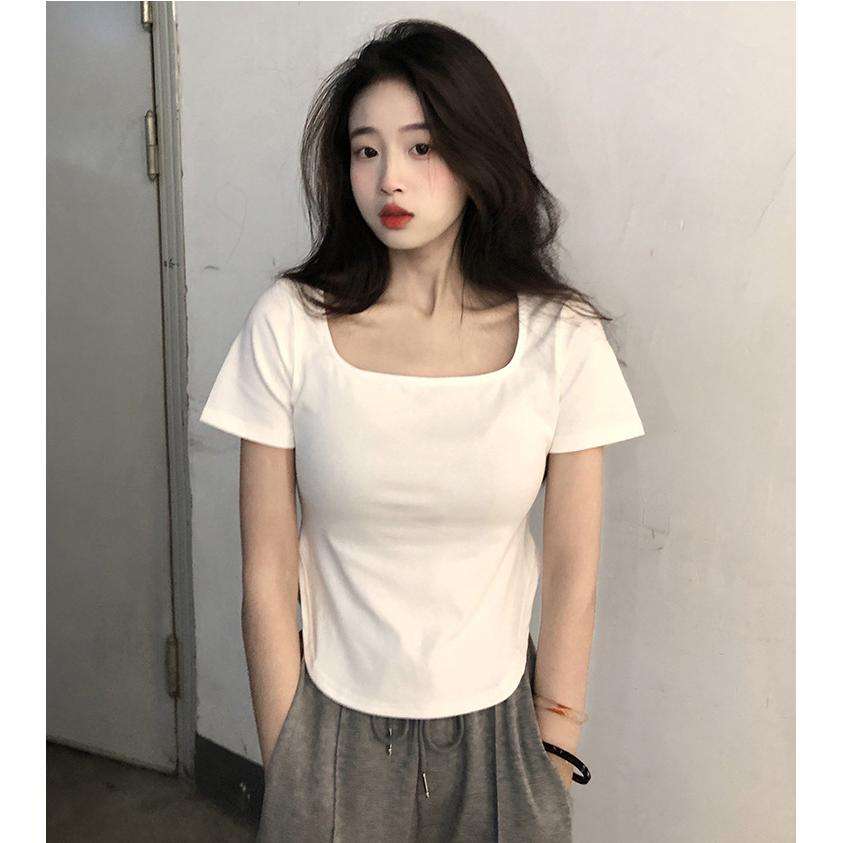 短袖T恤女夏新款韩版修身显瘦休闲打底衫学生小众辣妹时尚上衣潮