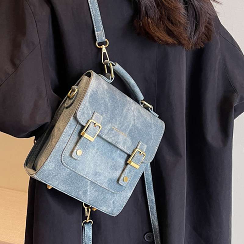 双肩包女2023新款时尚简约百搭背包韩版复古大容量休闲旅行包包