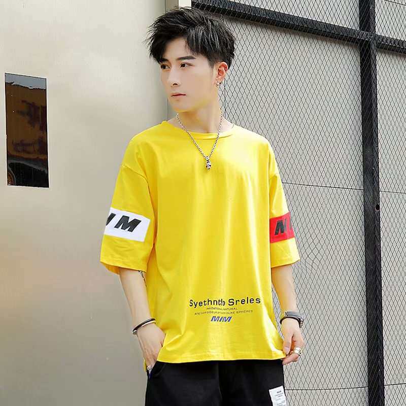 港风印花T恤男生S青少年原宿宽松丅体恤2021夏季短袖衣服一件