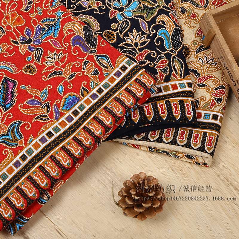 波西米亚风棉麻印花布料腰果花女裙女包家居装饰窗帘抱枕手工DIY