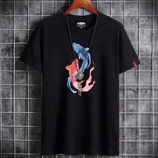 男装 大码 青年潮流休闲个性 男式 t恤圆领t恤潮 夏季 短袖 新款