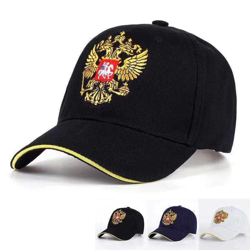 高端俄罗斯国徽刺绣棒球帽新款双头鹰图案防晒透气纯棉遮阳帽