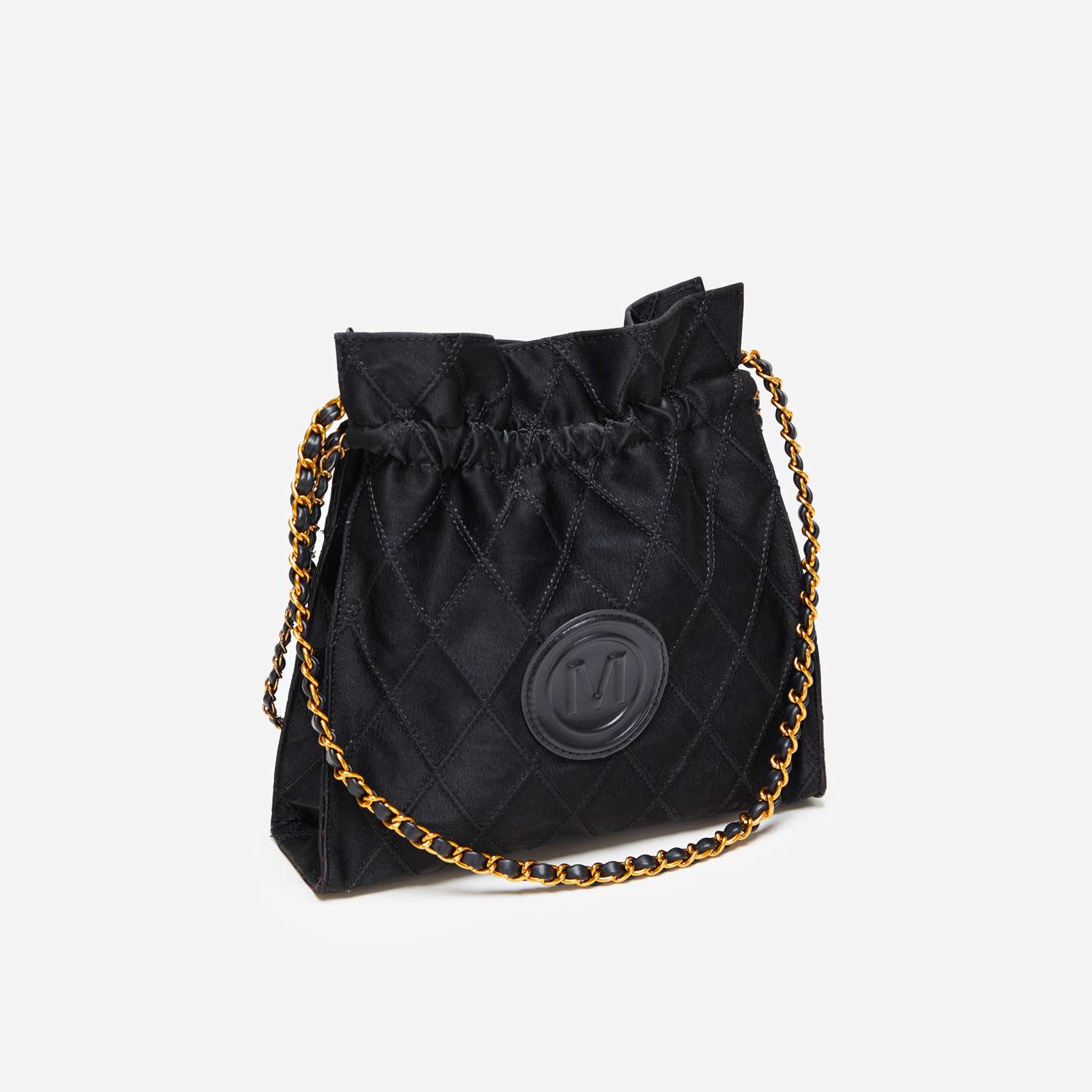 约姿链条垃圾袋包包女2024新款时尚麂皮绒单肩包质感斜挎水桶包