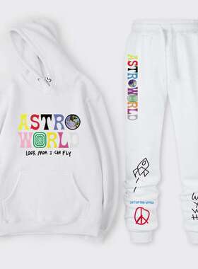 欧美潮牌字母Astroworld时尚印花男女休闲Travis Scotts上衣+卫裤