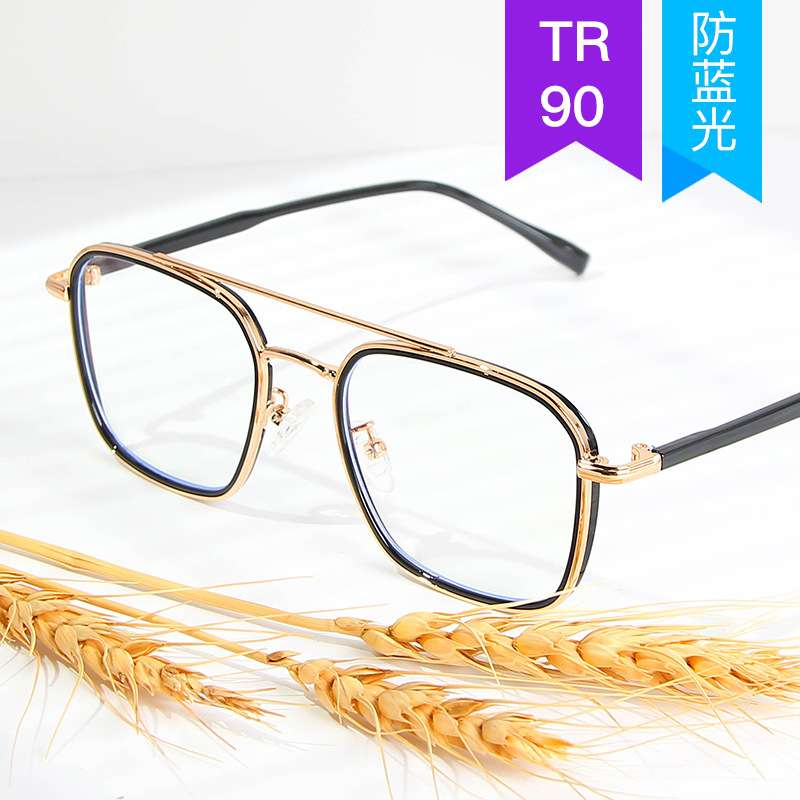 双梁套圈方框平光镜ins网红时尚潮流眼镜框个性大框防蓝光眼镜架