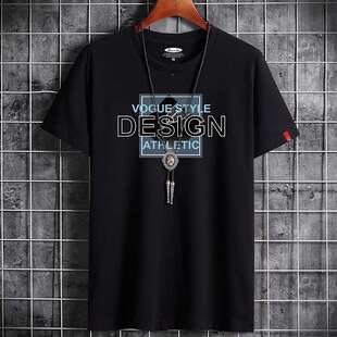 男装 大码 青年潮流休闲个性 男式 t恤圆领t恤潮 夏季 短袖 新款
