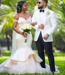 Shoulder Mermaid Gowns the Off Wedding Dresses