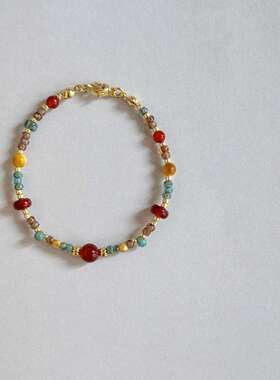 手链国潮新中式串珠敦煌国风小众复古女生闺蜜捷克珠手饰手串