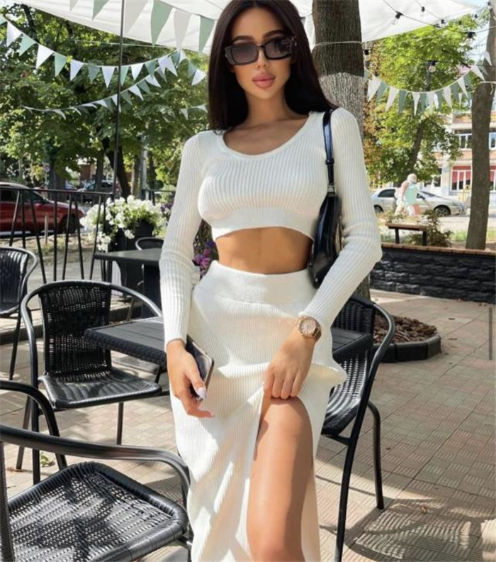 欧美针织毛衣连衣裙2套装女 платье knitted sweater dress