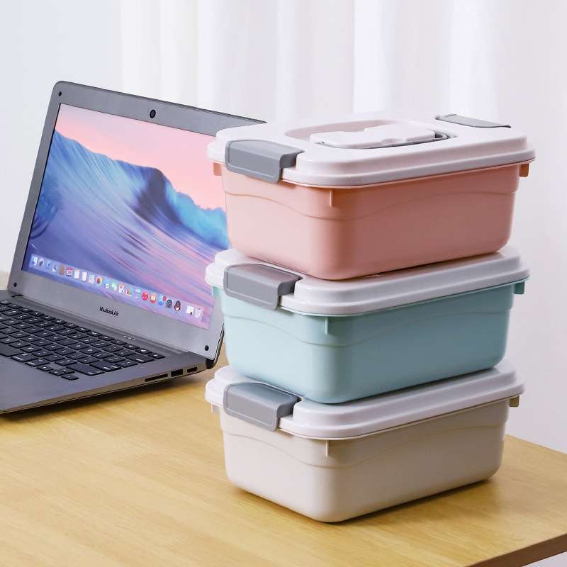 中号收纳箱家用杂物玩具储物箱手提彩色桌面收纳盒零食储存盒子