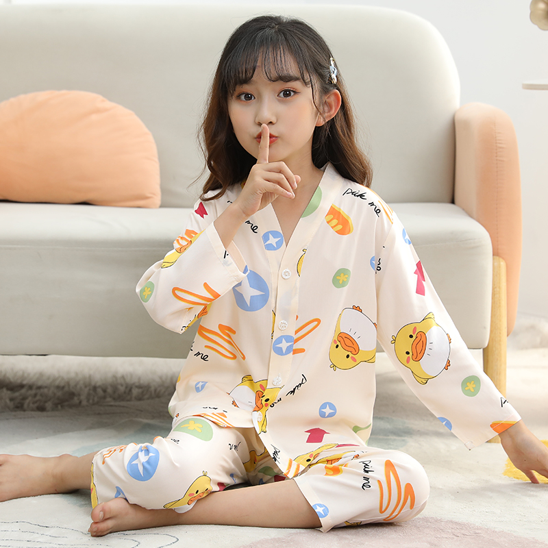 棉绸卡通夏季薄款儿童睡衣