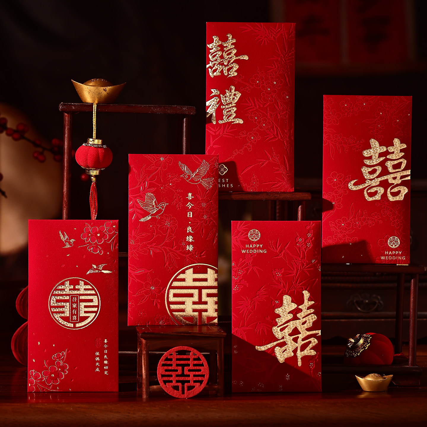 2026新款高档结婚专用红包植绒烫金喜字订婚随礼红包袋千元利是封