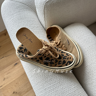 ShinyMuse缪斯定制自留磨山牛皮时尚豹纹厚底系带板鞋休闲鞋