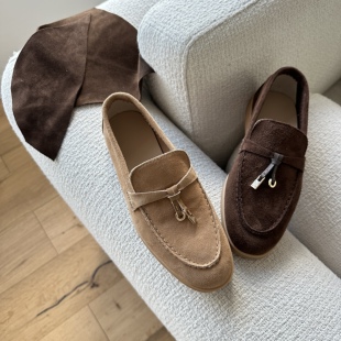 ShinyMuse缪斯定制羊皮真皮LP百搭简约老钱矮跟乐福暴走休闲鞋