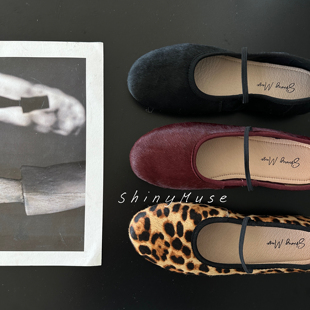 ShinyMuse缪斯定制真皮牛皮舒适简约大牌感ins百搭橡筋带平底单鞋