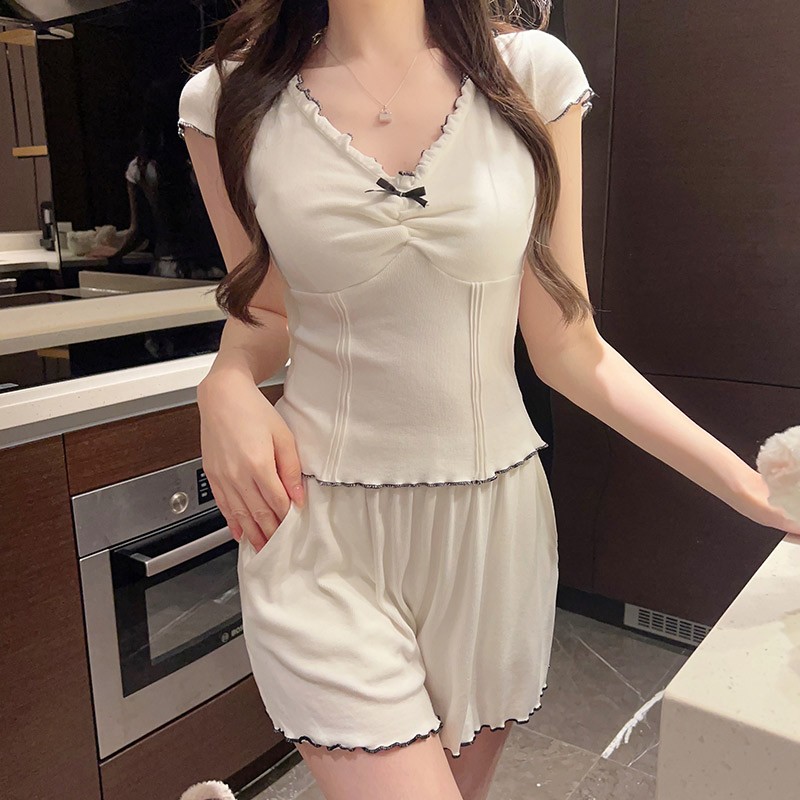 睡衣女夏季短裤小个子莫代尔