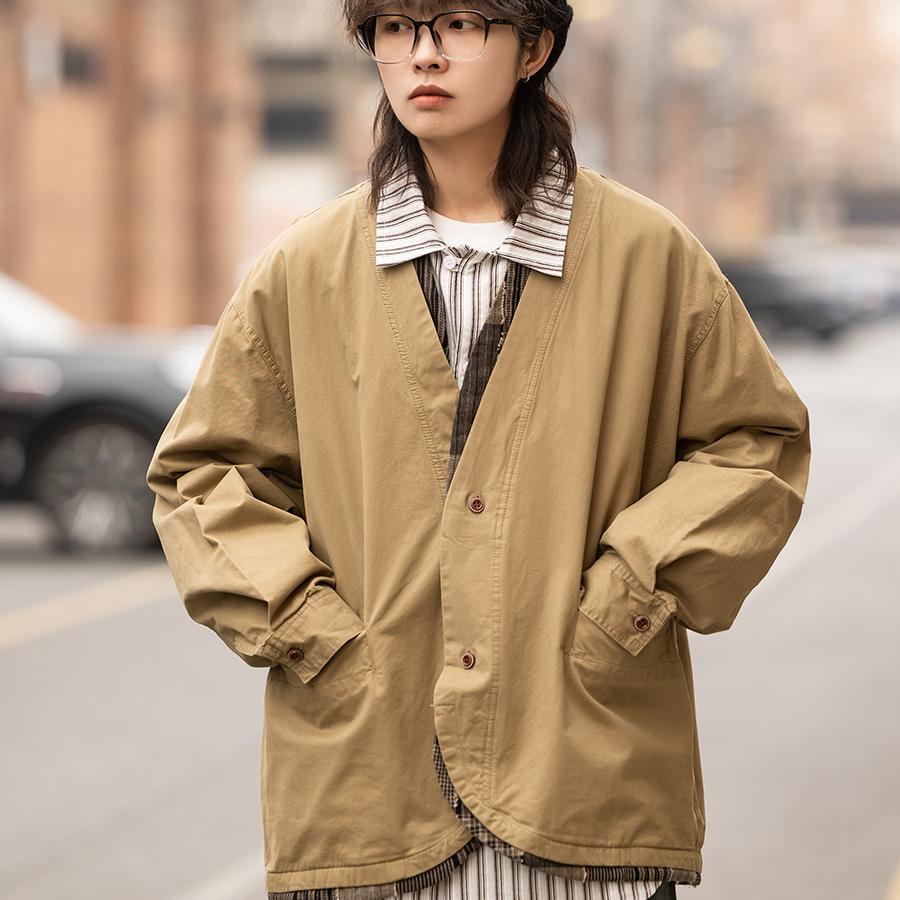 日系复古假两件新中式夹克