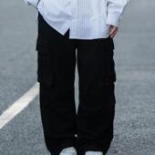 直筒美拉德休闲裤 弎狸TIP 裤 男女伞兵裤 新款 复古日系宽松口袋工装