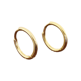 S999纯银耳环2026新款爆款男士耳钉养耳洞黄金色耳圈素圈单只耳饰