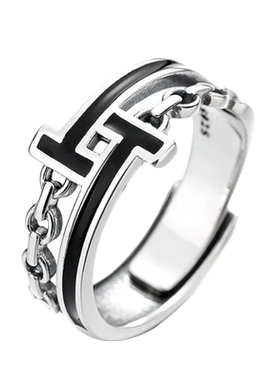 钛钢活口戒指男士指环食指单身戒