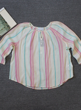 乐福佬仁 齐下副线 砖柜撤柜 女装 条纹衬衫 D16 we shitoday