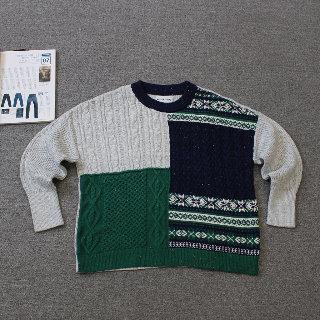 小奢女装 小厚 oversize拼色圆领棉质针织衫we shi today 85