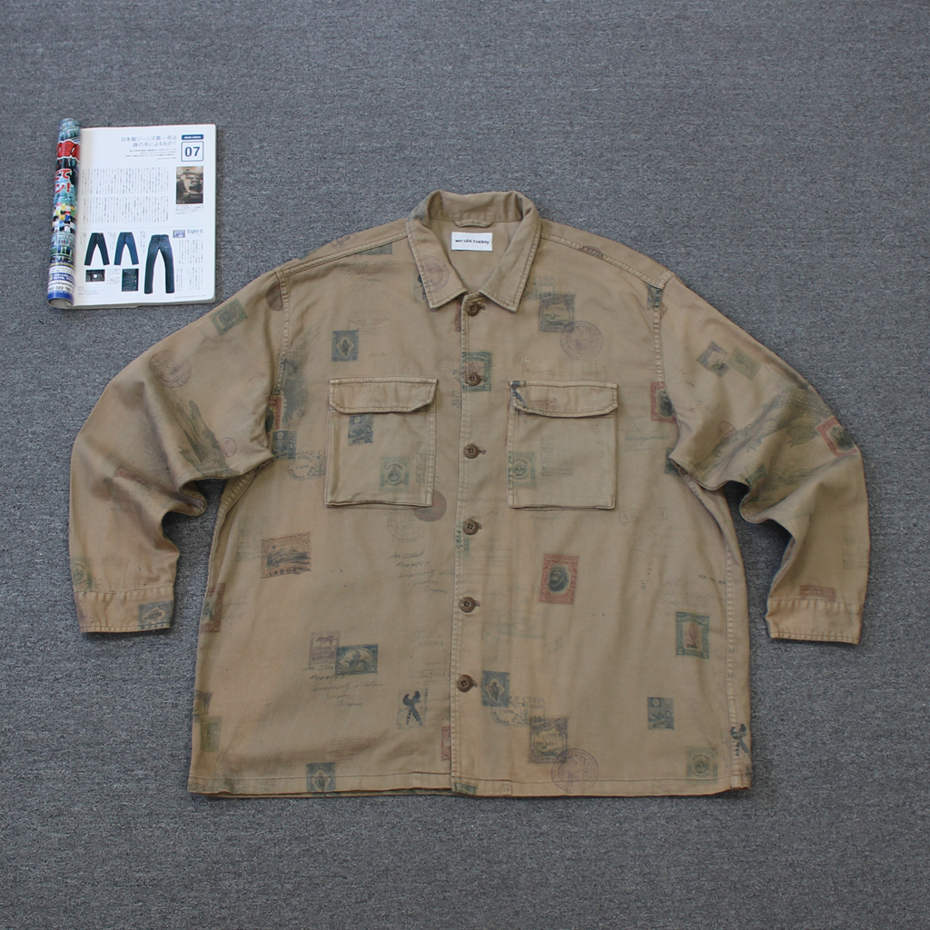 义大力三大牛之一男装 印花翻领纯棉夹克外套 瑕疵we shi today