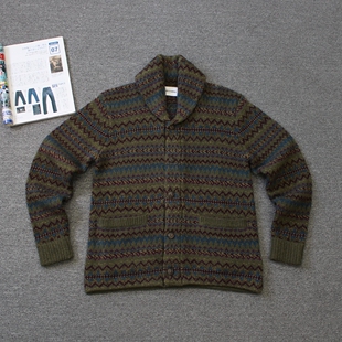 today shi 纳瓦霍图腾翻领羊毛针织外套we 乐福佬仁双啊男装