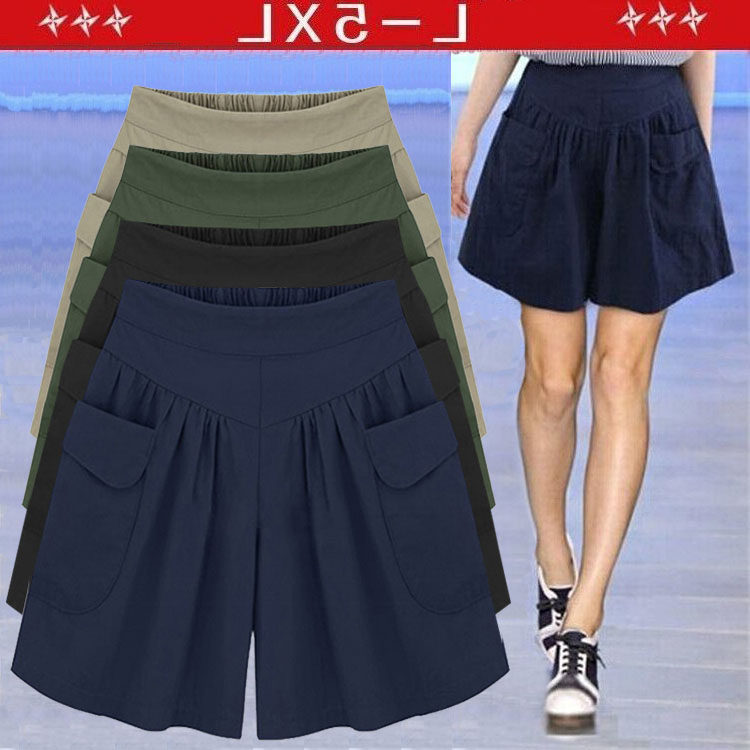 加肥加大码阔腿短裤女夏装胖MM大码连衣裙