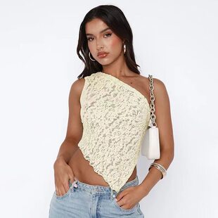 Off waist asymmetrical diagonal collar top露腰不对称斜领上衣