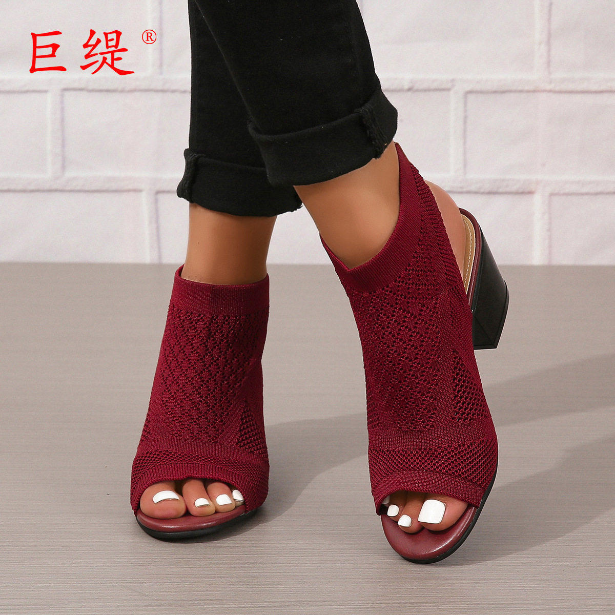 oversized chunky high-heeled sandals for women大码凉鞋