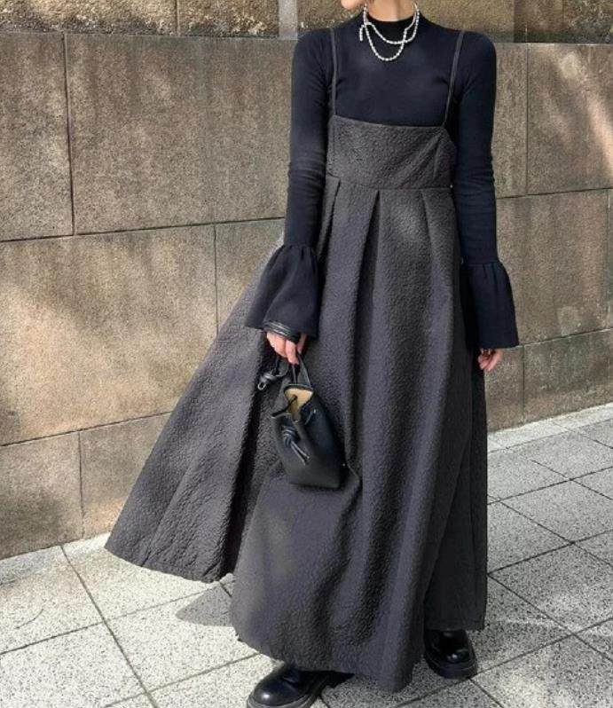 外单韩国韩版简约纯色长裙套头日本乐天春夏秋背心连衣裙吊带裙子