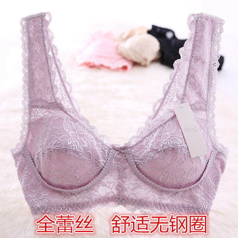 日系薄款无钢圈文胸无海绵蕾丝美背心式少女士无痕睡眠内衣薄模杯