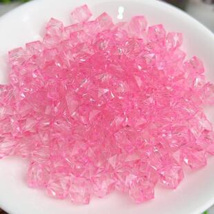 8mm四方珠透明水晶亚克力散珠子diy手工饰品创意立体菱形穿孔串珠