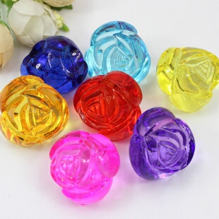 18mm28mm透明亚克力水晶单面玫瑰花珠子亚克力玫瑰花diy手工材料