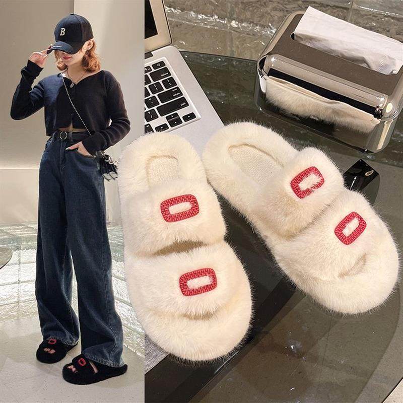 秋冬季新款2023毛毛拖鞋女小众ins潮时尚休闲居家外穿平底拖鞋女,居家布艺,居家凉拖/凉鞋,淘宝优惠券,粉丝福利购,淘宝优惠卷