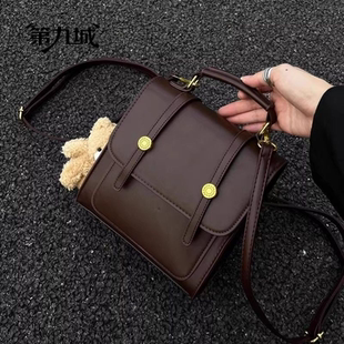 第九城双肩包复古新款秋冬女包大容量上班通勤背包气质百搭手提包