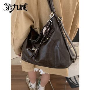 第九城双肩包包女新款高级质感轻奢小众通勤单肩托特包大容量背包