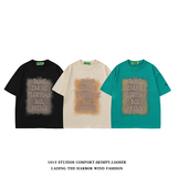 （数据款）现货/双纱面料美式复古字母情侣短袖T恤1015-T220-P49，男装T恤，四季星座1015