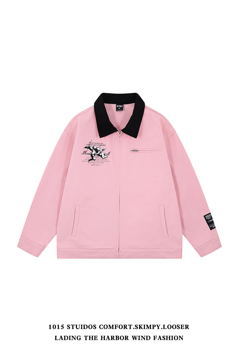（高品质）美式复古潮牌夹克设计感小众情侣外套1015-JK128-P135,男装夹克,四季星座1015