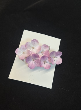 非遗绒花蚕丝手工紫粉色绣球发夹