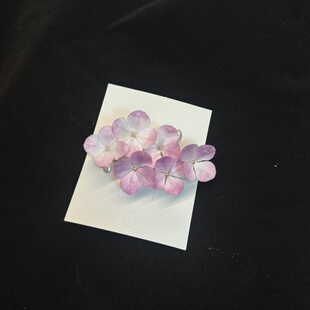 非遗绒花蚕丝手工紫粉色绣球发夹