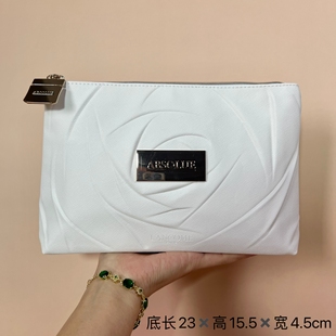 兰蔻新品白色PU小号化妆包气垫口红收纳包防水整理包手拿包