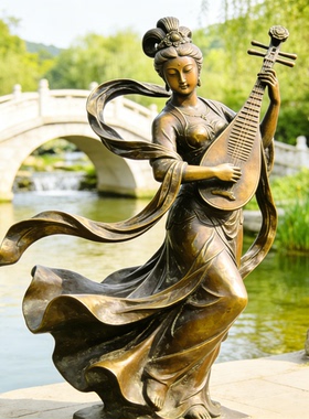 铸铜人物雕塑国风古典美女飞天艺术品摆件景区展馆景观玻璃钢塑像