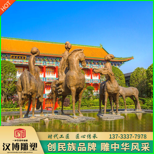 玻璃钢铸铜古代仕女人物雕塑