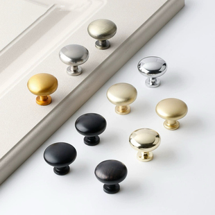 现代简约抽屉圆形单孔小拉手衣柜门橱柜锌合金实心家具圆球门把手