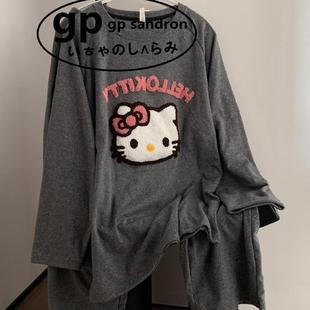 日本GP德绒睡衣女款 春秋冬季 长袖 学生可外穿卡通猫咪家居服套装