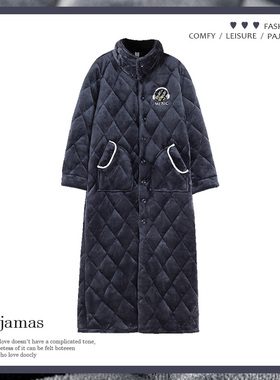 俞兆林睡袍冬款男人睡衣珊瑚绒加厚三层夹棉超厚浴袍加肥加大晨袍