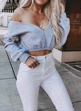 Slim Early Autumn/Spring Shirt Ladies Crop Tops