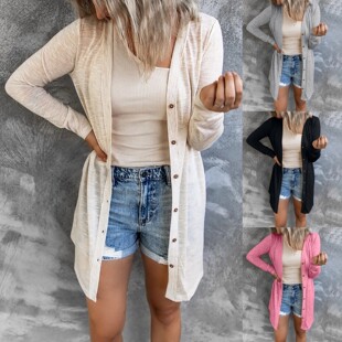 Long Sleeve Cardigan Female Thin Knitted Sweater Coat
